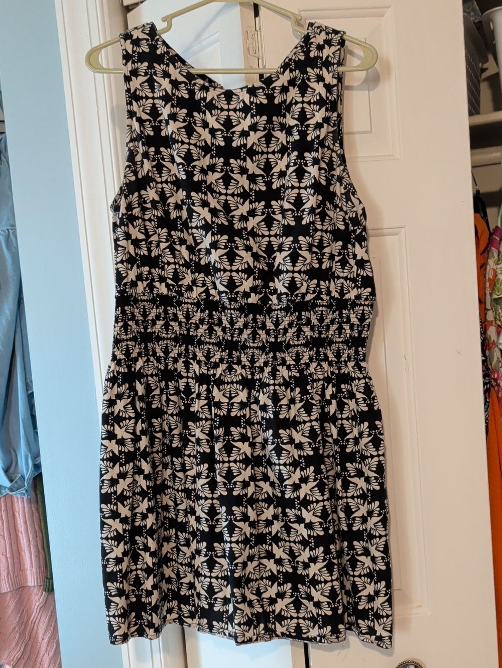 Universal Thread Black and White Floral Smocked Waist Mini Dress